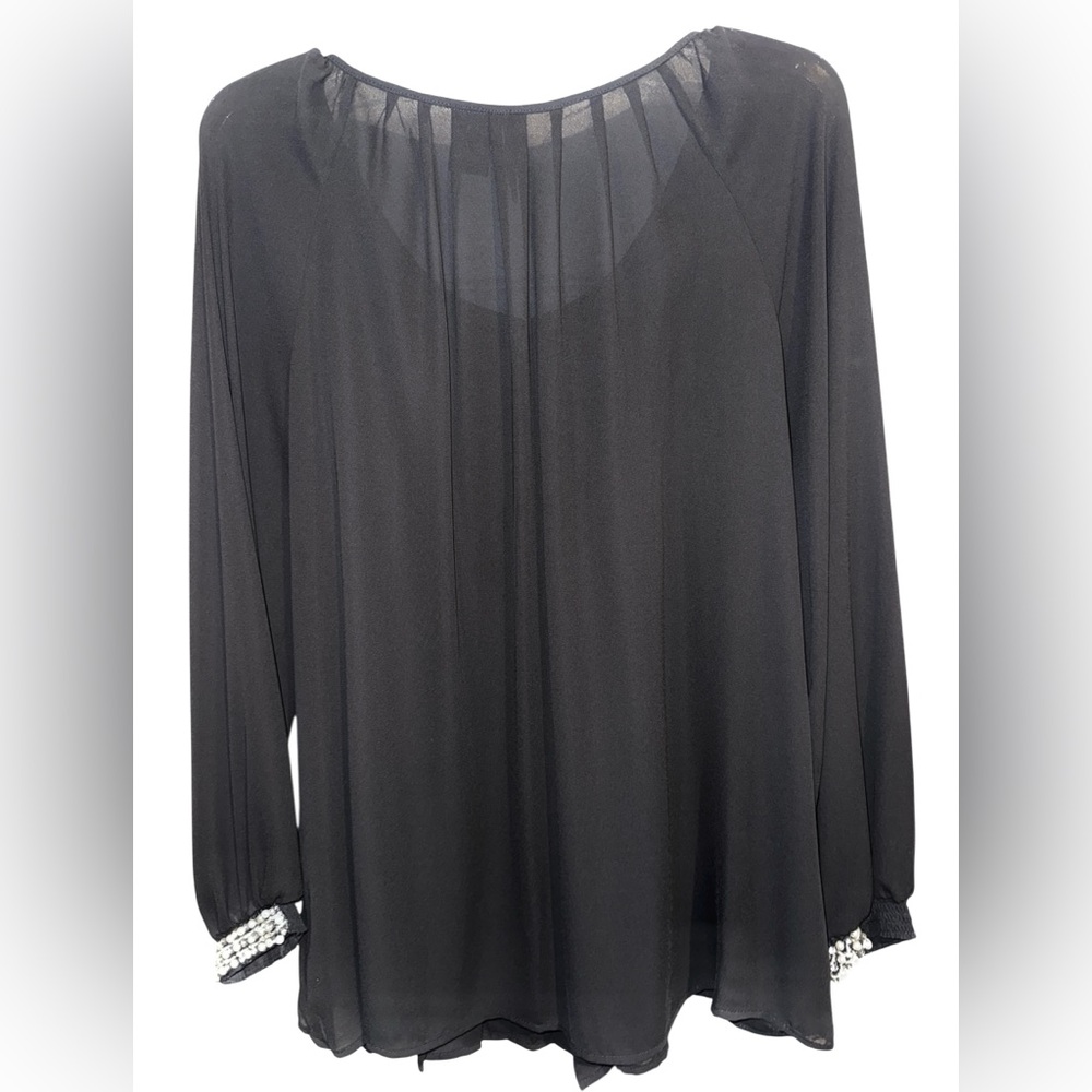 New Directions Formal Blouse With Embellished Cuffs, Size XL - Picture 2 of 6